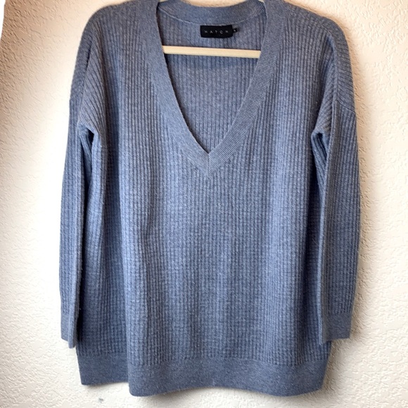 🌸Hatch Maternity Blue Merino Blend Easy V-Neck Long Sleeve Sweater A129